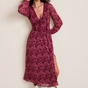 Gina Lace Trim Floral Midi Dress NWT